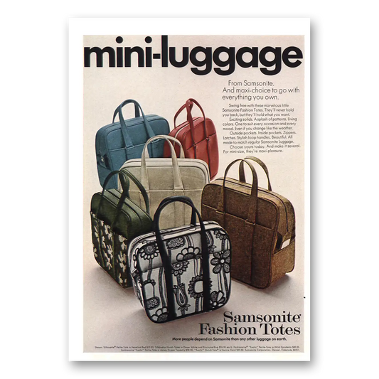 1969 Samsonite Mini Luggage Vintage Magazine Print Ad