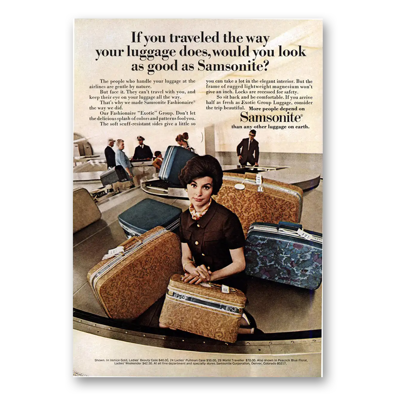 1969 Samsonite Luggage Luggage Traveled the Way Your Luggage Does Vintage Magazine Print Ad