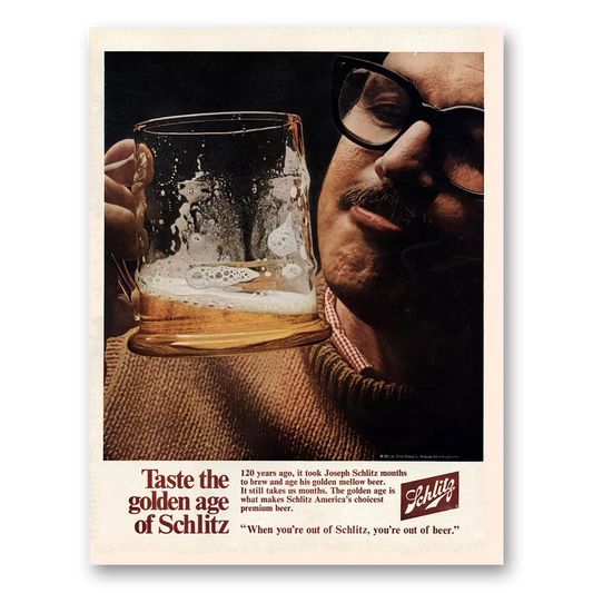 1969 Schlitz Beer Taste the Golden Age Vintage Magazine Print Ad