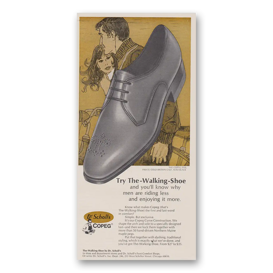 1969 Dr Scholls Walking Shoe Try the Walking Shoe Vintage Magazine Print Ad