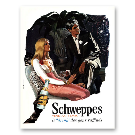 1969 Schweppes Indian Tonic Le Drink French Vintage Magazine Print Ad