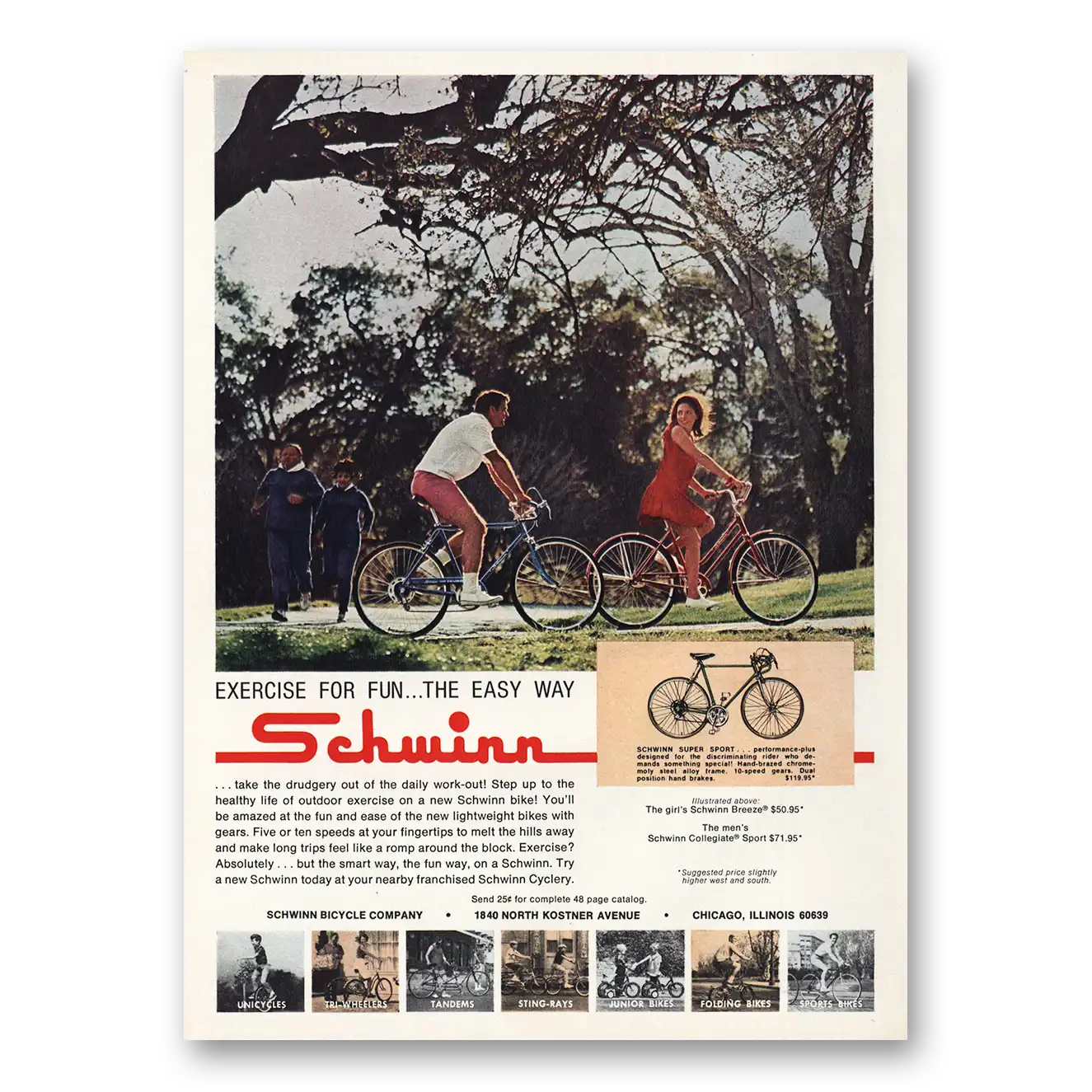 1969 Schwinn Bicycles Exercise for Fun the Easy Way Vintage Magazine Print Ad