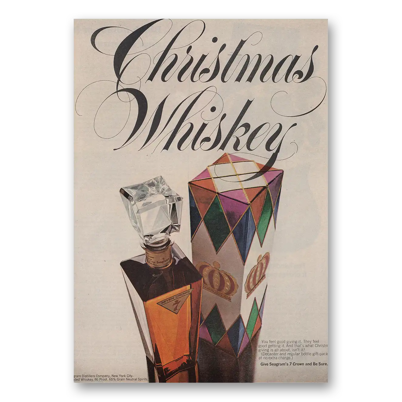 1969 Seagrams VO Whisky Christmas Whiskey Vintage Magazine Print Ad