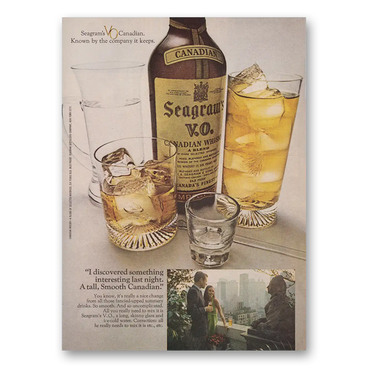 1969 Seagrams VO Whisky I Discovered Something Interesting Last Night Vintage Magazine Print Ad