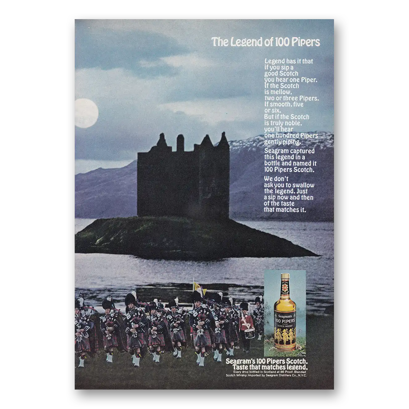 1969 100 Pipers Legend Vintage Magazine Print Ad