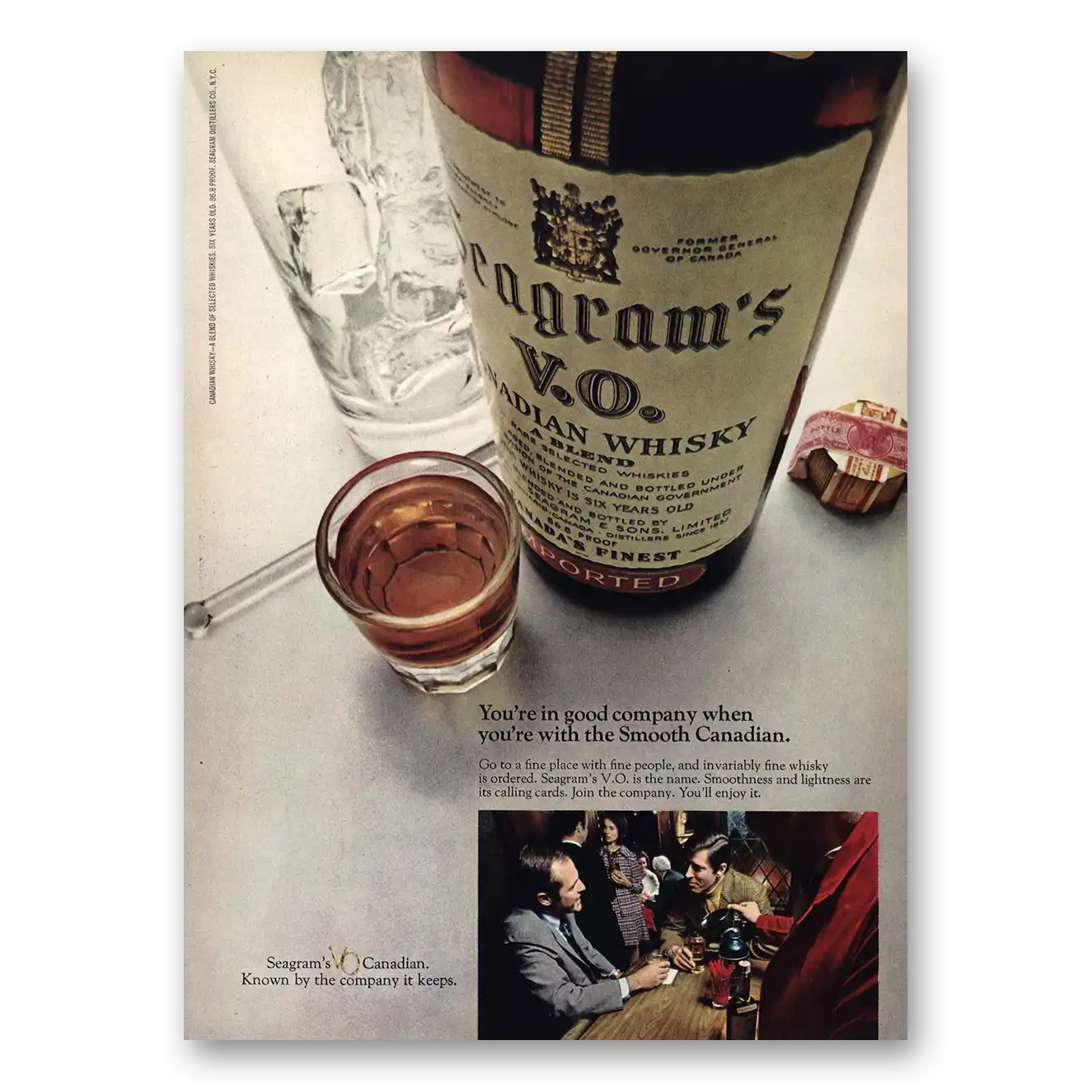 1969 Seagrams You're In Good Company Vintage Magazine Print Ad