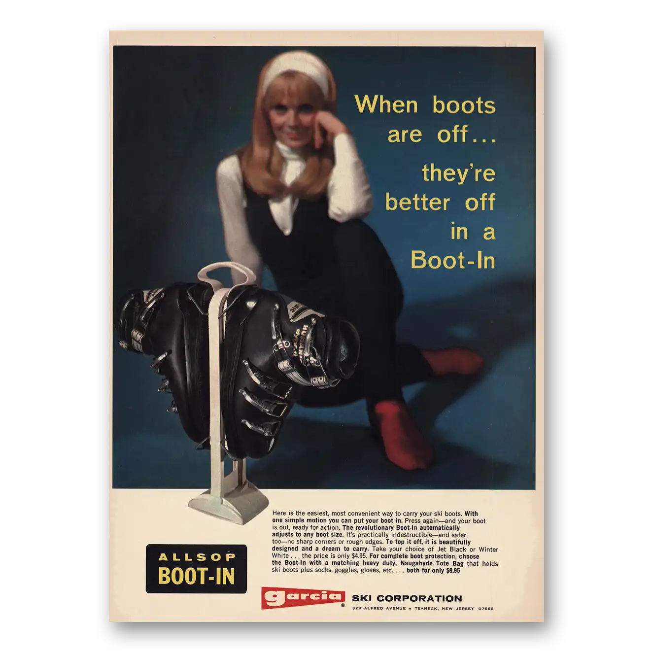 1969 Garcia Ski Boots When Boots Are Off Vintage Magazine Print Ad