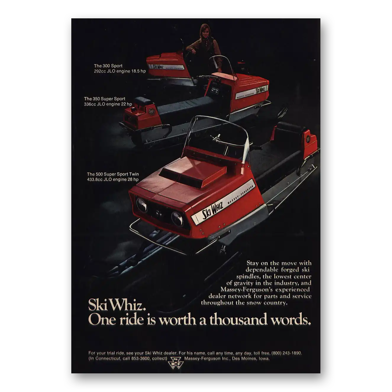 1969 Ski Whiz One Ride Is Worth Thousand Words Vintage Magazine Print Ad