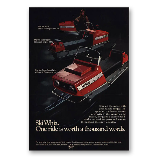 1969 Ski Whiz One Ride Is Worth Thousand Words Vintage Magazine Print Ad