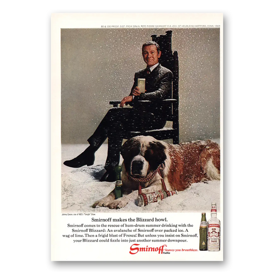 1969 Smirnoff Johnny Carson Vintage Magazine Print Ad