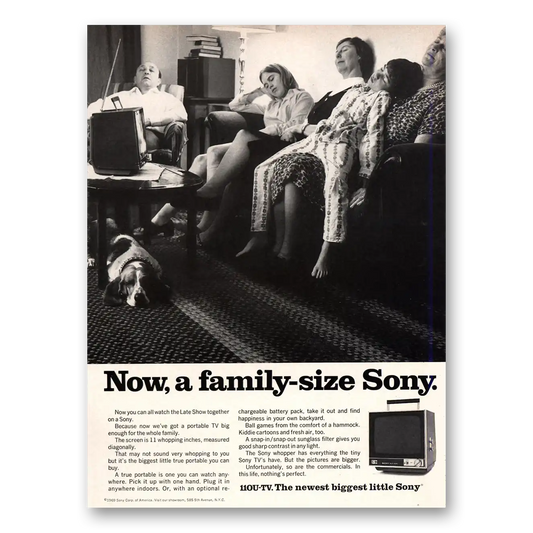 1969 Sony Television Now a Family Size Sony Vintage Magazine Print Ad