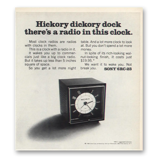 1969 Sony Radio Hickory Dickory Clock Radio In This Clock Vintage Magazine Print Ad