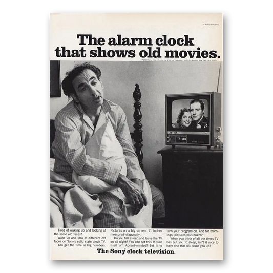 1969 Sony Television Clock Television Shows Old Movies Vintage Magazine Print Ad