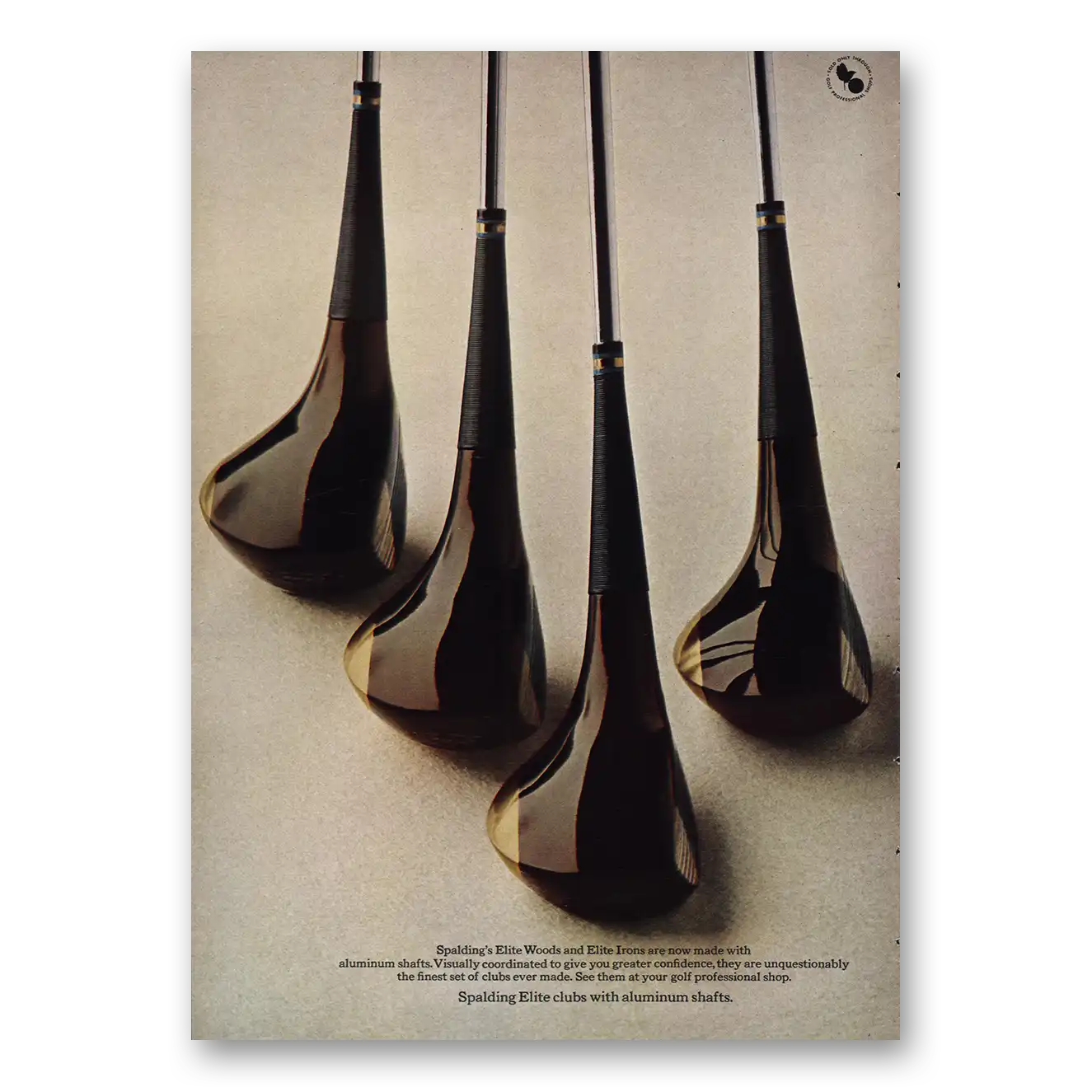 1969 Spalding Elite Clubs Woods and Irons Vintage Magazine Print Ad