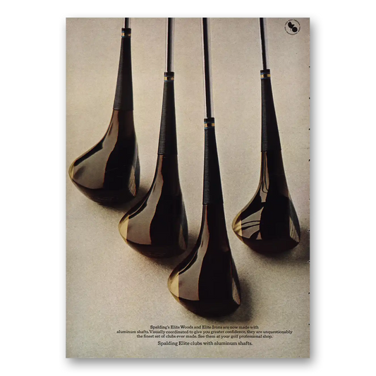 1969 Spalding Elite Clubs Woods and Irons Vintage Magazine Print Ad