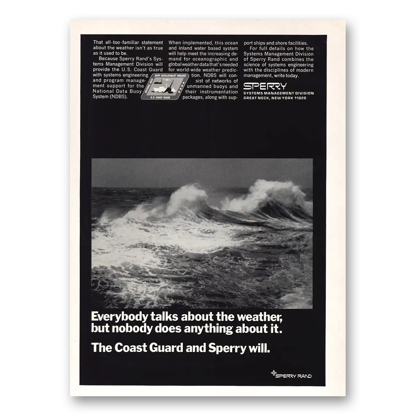 1969 National Data Buoy System Everybody Talks About the Weather Coast Guard Vintage Magazine Print Ad