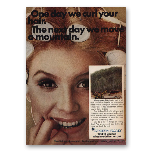 1969 Vickers Hydraulic One Day We Curl Your Hair Vintage Magazine Print Ad