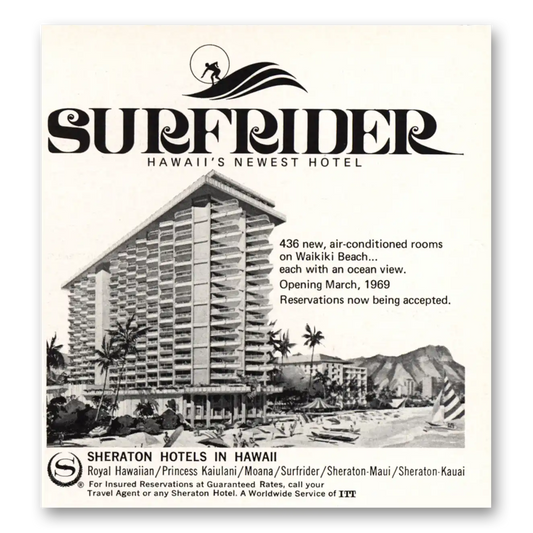 1969 Sheraton Surfrider Hotel Hawaiis Newest Hotel Vintage Magazine Print Ad