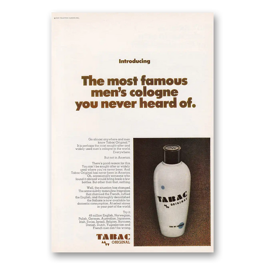 1969 Tabac Cologne Most Famous Mens Cologne You Never Heard Of Vintage Magazine Print Ad