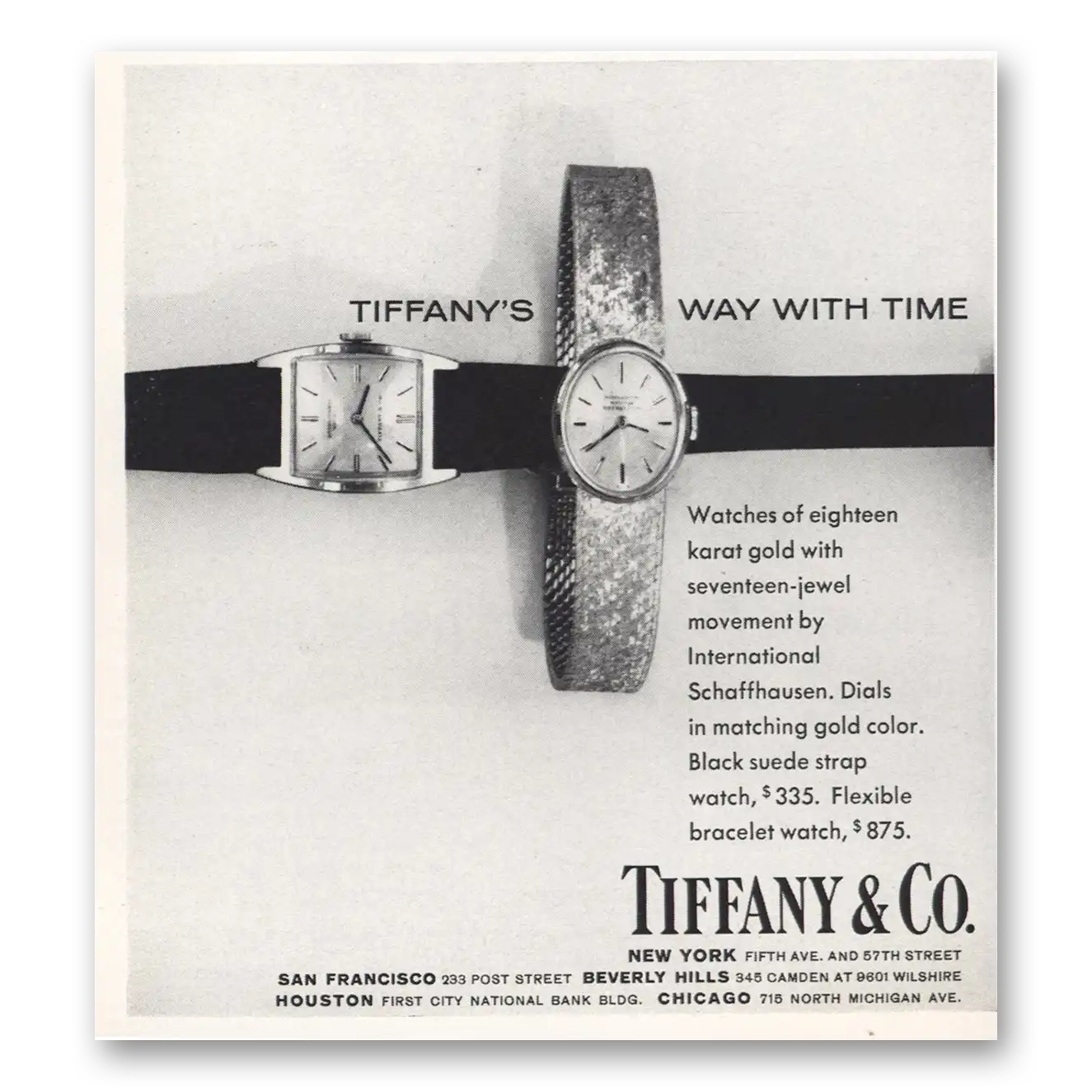 1969 Tiffany & Co Way With Time Vintage Magazine Print Ad