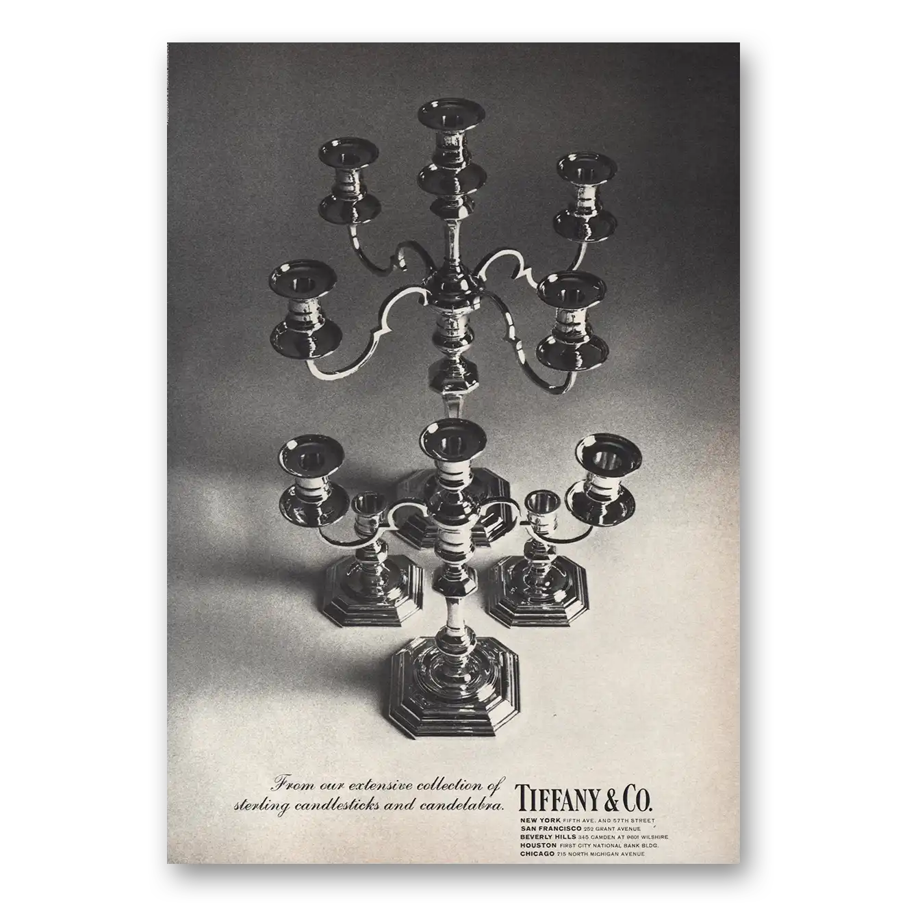 1969 Tiffany & Co Candlesticks Candelabra Vintage Magazine Print Ad