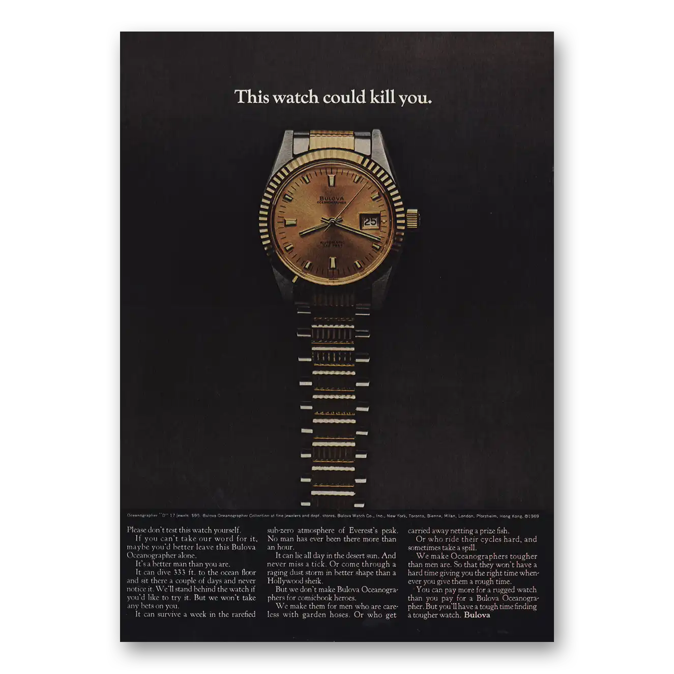 1969 Timex Watch This Watch Could Kill You Vintage Magazine Print Ad