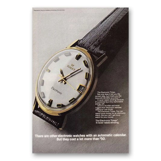 1969 Timex Watch Automatic Calendar Vintage Magazine Print Ad