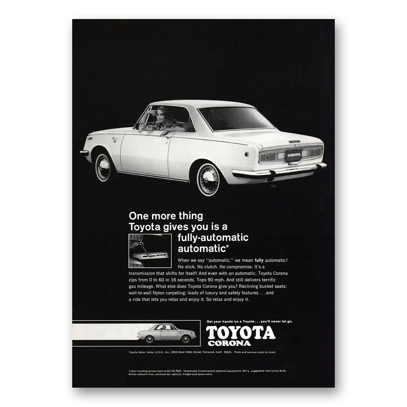 1969 Toyota Corona Fully Automatic Vintage Magazine Print Ad