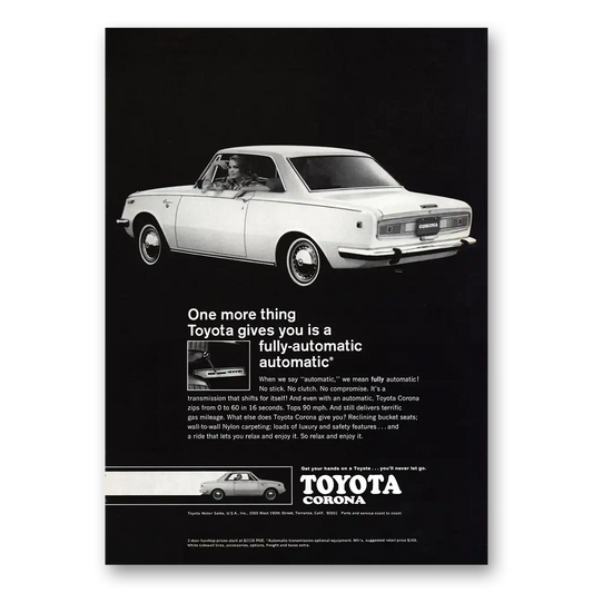 1969 Toyota Corona Fully Automatic Vintage Magazine Print Ad