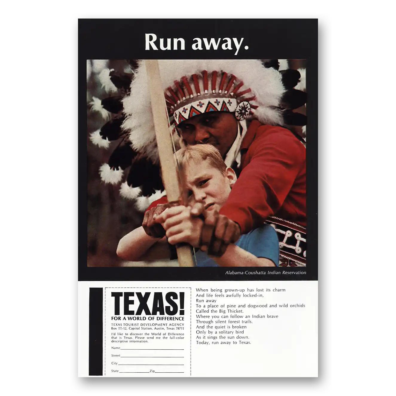 1969 Texas Run Away Vintage Magazine Print Ad