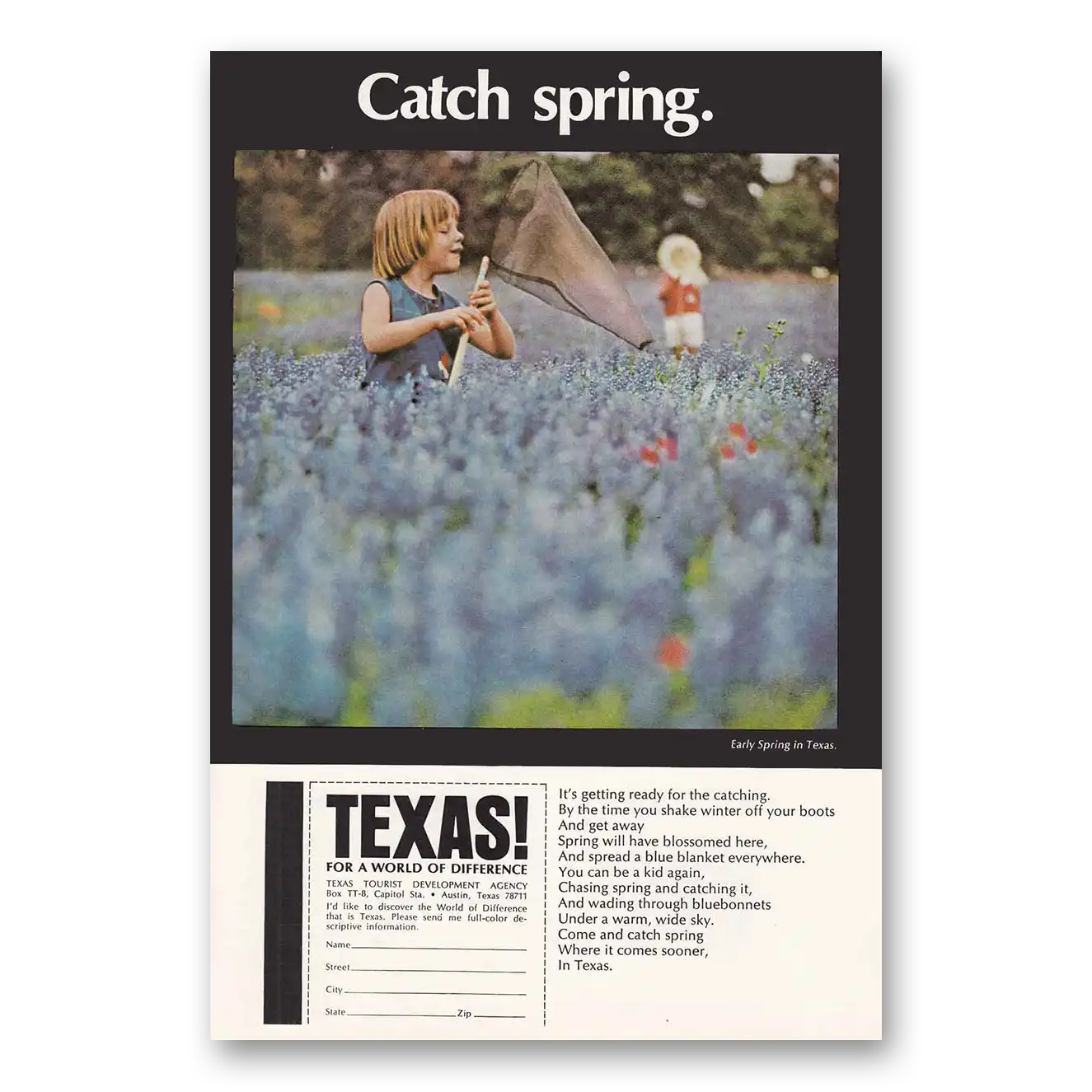 1969 Texas Catch Spring Vintage Magazine Print Ad