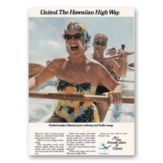 1969 United Airlines Hawaiian High Way. Vintage Magazine Print Ad