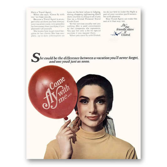 1969 United Airlines She Could Be the Difference Vintage Magazine Print Ad