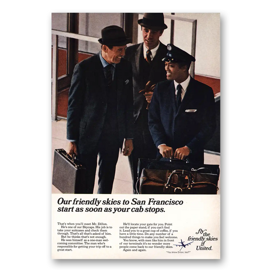 1969 United Airlines Friendly Skies to San Francisco Vintage Magazine Print Ad