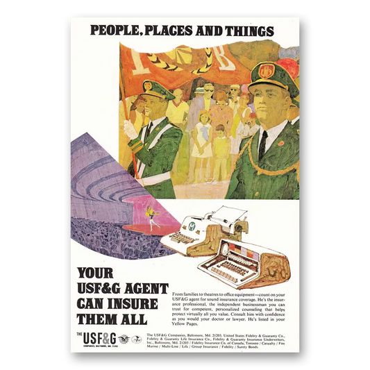 1969 USF&G People Places Things Vintage Magazine Print Ad