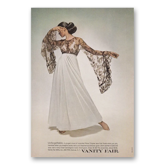 1969 Vanity Fair Fashion Unforgettable A Winged Cloud Vintage Magazine Print Ad