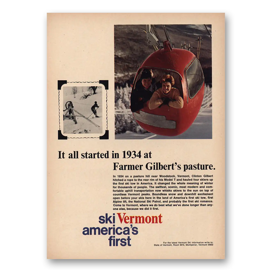 1969 Vermont Started 1934 Farmer Gilberts Pasture Vintage Magazine Print Ad