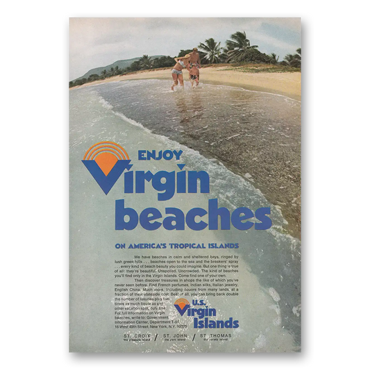 1969 US Virgin Islands Virgin Beaches on Americas Tropical Islands Vintage Magazine Print Ad