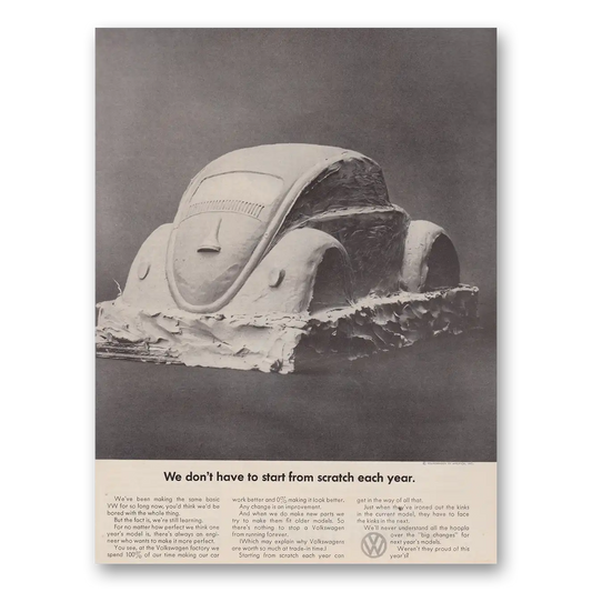 1969 Volkswagen Beetle We Don’t Have to Start From Scratch Each Year Vintage Magazine Print Ad