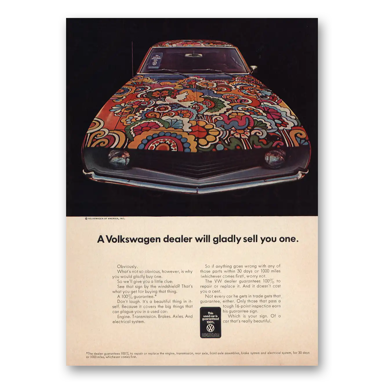 1969 Volkswagen Dealer Will Gladly Sell You One Vintage Magazine Print Ad