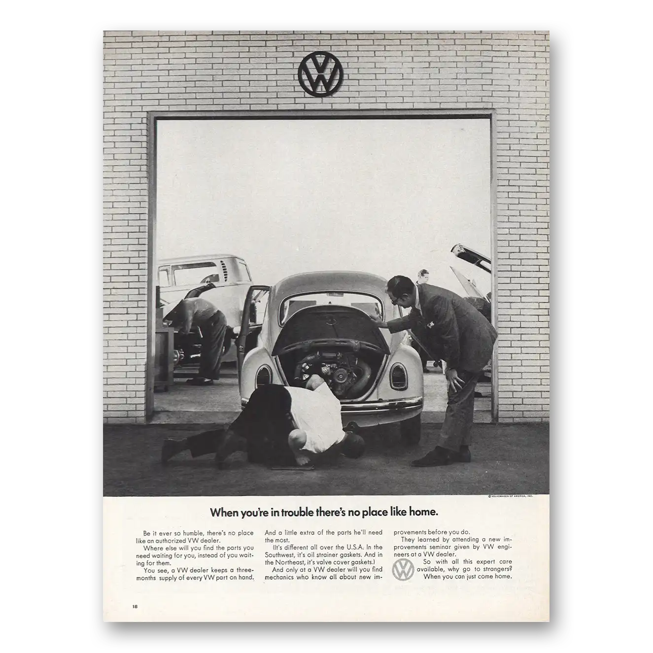 1969 Volkswagen Beetle Trouble Theres No Place Like Home Vintage Magazine Print Ad