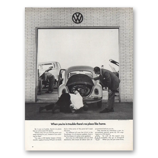 1969 Volkswagen Beetle Trouble Theres No Place Like Home Vintage Magazine Print Ad