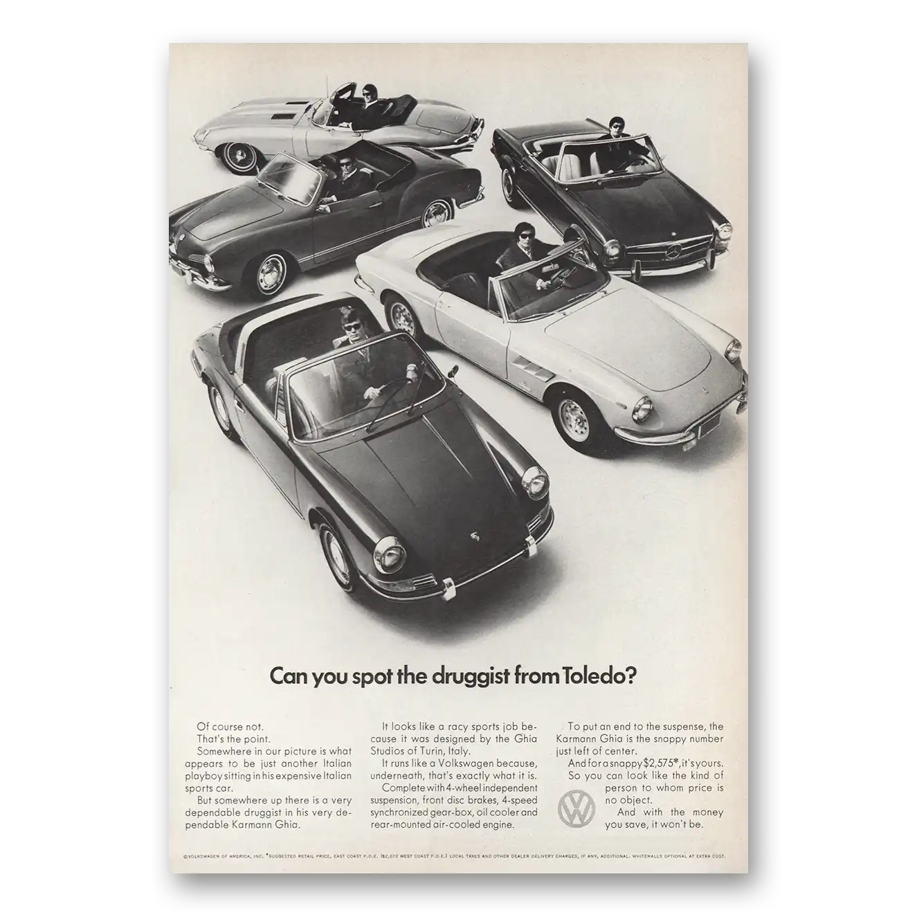 1969 Karmann Ghia Druggist From Toledo Vintage Magazine Print Ad