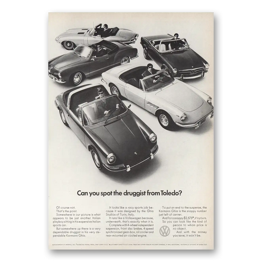 1969 Karmann Ghia Druggist From Toledo Vintage Magazine Print Ad