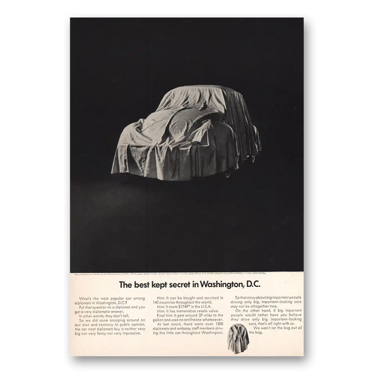 1969 Volkswagen Beetle Best Kept Secret Washington DC Vintage Magazine Print Ad