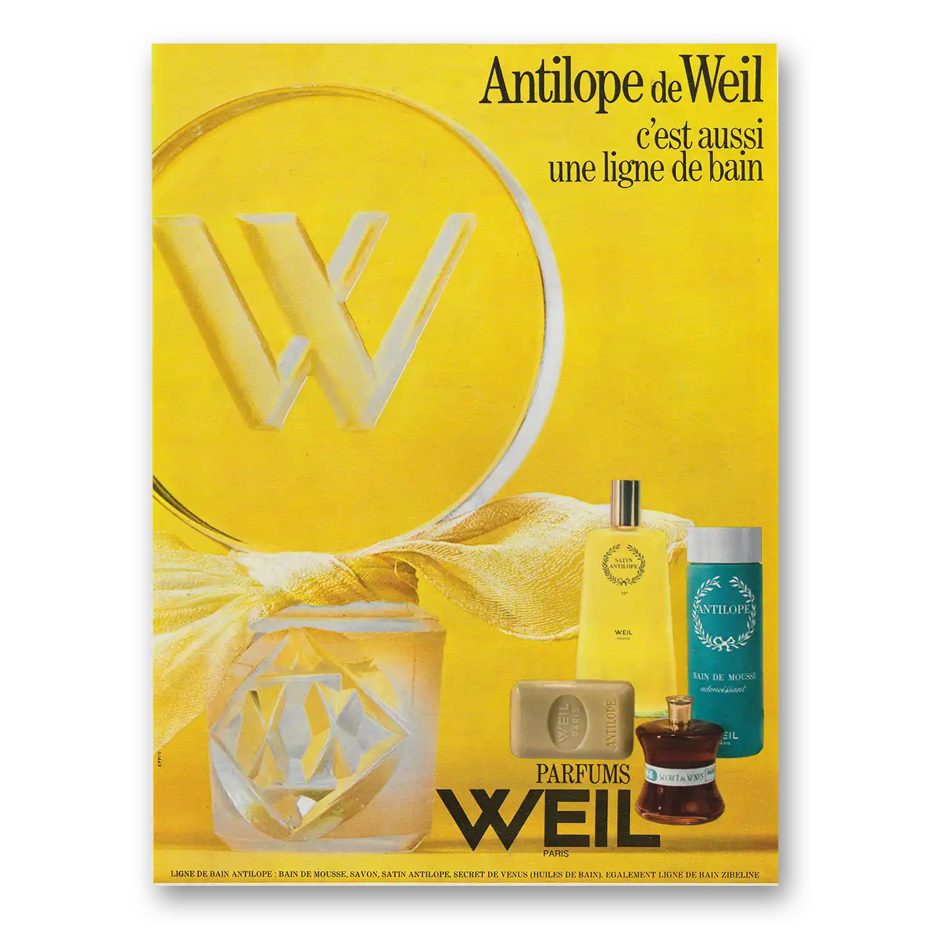 1969 Antilope de Weil Perfume France Vintage Magazine Print Ad