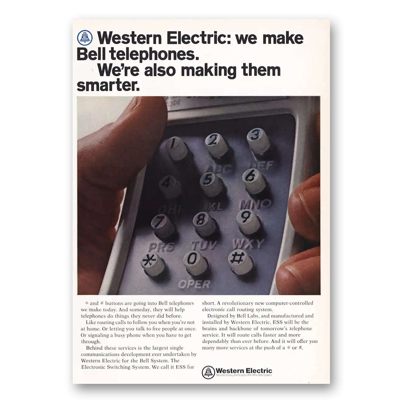 1969 Western Electric We Make Bell Telephones Making Them Smarter Vintage Magazine Print Ad