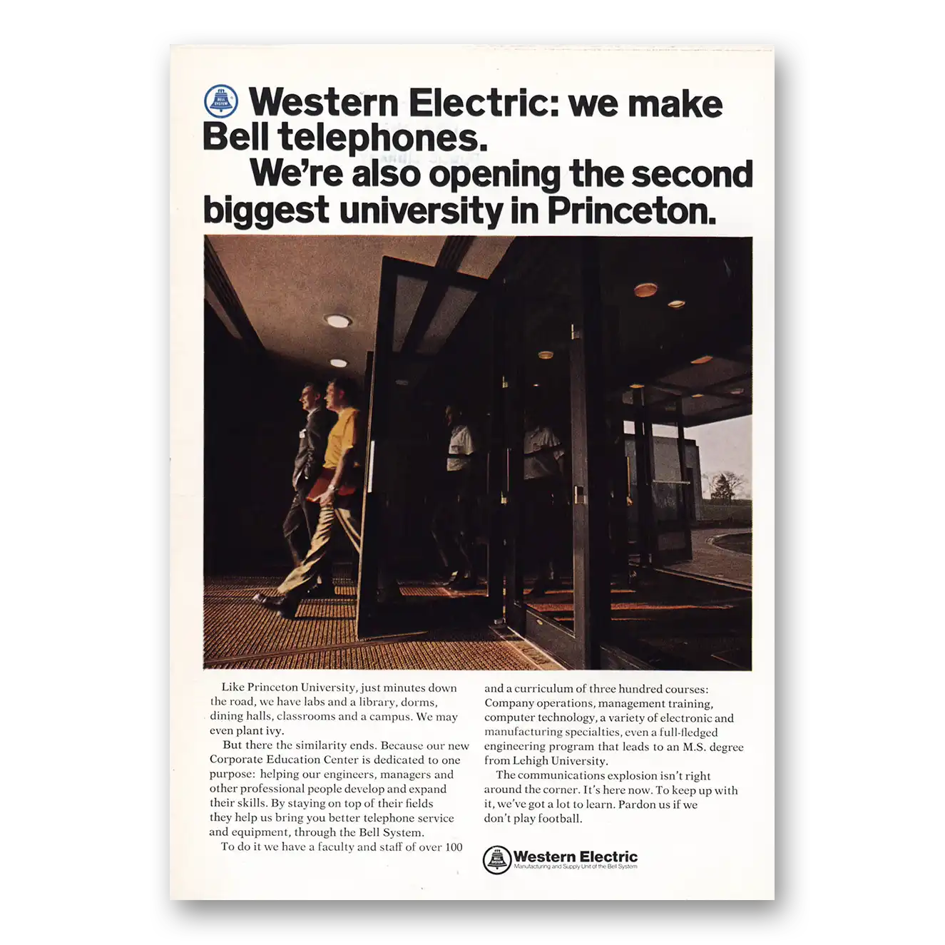 1969 Western Electric Second Biggest University Princeton Vintage Magazine Print Ad