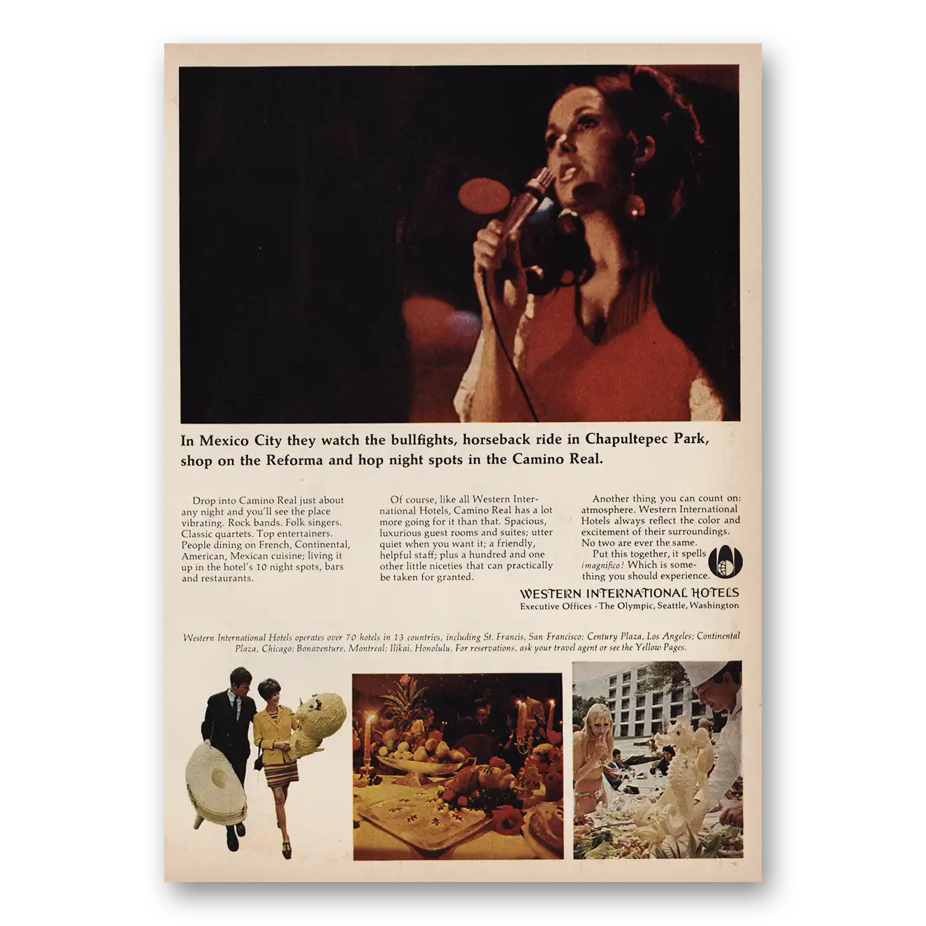 1969 Western International Hotels Mexico City Watch Bullfighs Vintage Magazine Print Ad