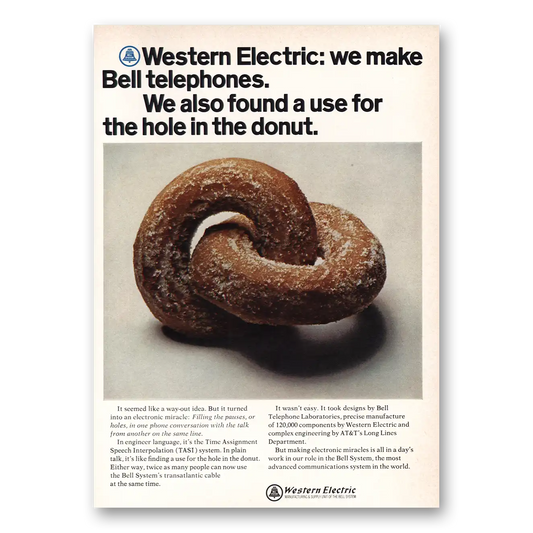 1969 Western Electric Hole In the Donut Vintage Magazine Print Ad